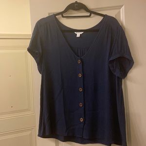 Navy button up blouse